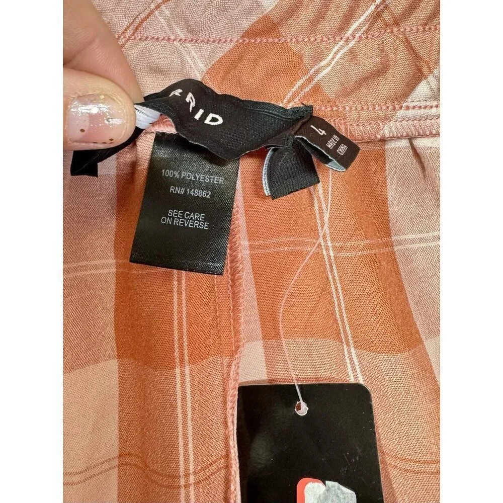 Torrid 5 Inch Seersucker Shorts Size 4 4x/26 Orange Plaid Pull On High Rise NEW - Picture 5 of 8